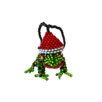 Santa Frog Seed Bead Ornament - Mexico Decor La Vie Bien Santa Frog Seed Bead Ornament - Mexico