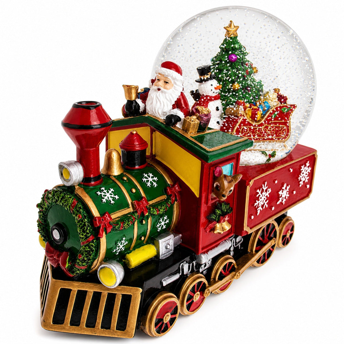 Santa Train Express Delivering Tree Musical Water Globe Snow Globes > Trains La Vie Bien Santa Train Express Delivering Tree Musical Water Globe