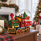 Santa Train Express Delivering Tree Musical Water Globe Snow Globes > Trains La Vie Bien Santa Train Express Delivering Tree Musical Water Globe