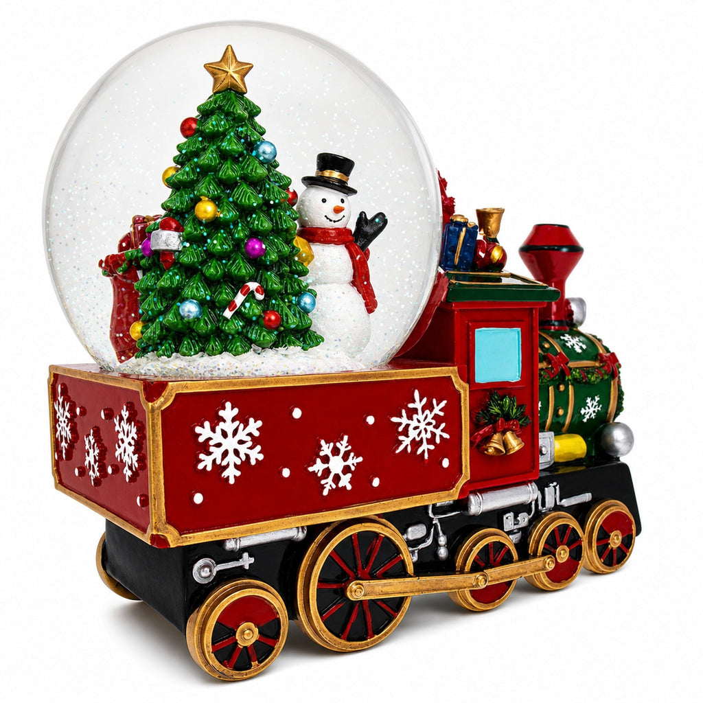 Santa Train Express Delivering Tree Musical Water Globe Snow Globes > Trains La Vie Bien Santa Train Express Delivering Tree Musical Water Globe