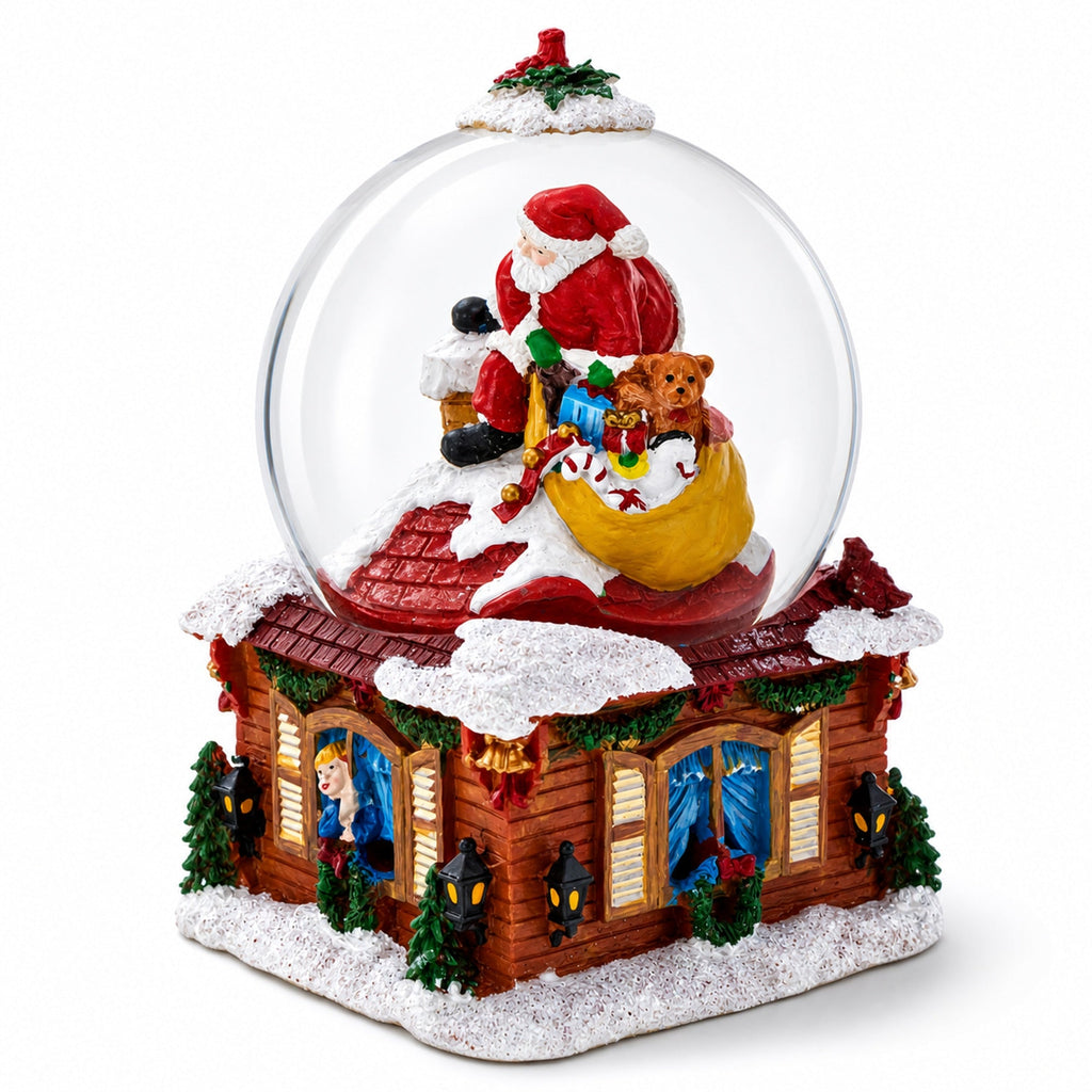Santa with Christmas Gifts Chimney Journey Musical Water Snow Globe Snow Globes > Santa La Vie Bien Santa with Christmas Gifts Chimney Journey Musical Water Snow Globe