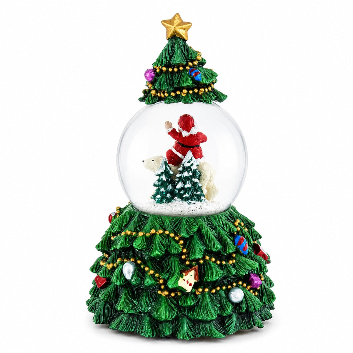 Santa's Riding Polar Bear Spinning Musical Water Snow Globe Snow Globes > Santa La Vie Bien Santa's Riding Polar Bear Spinning Musical Water Snow Globe