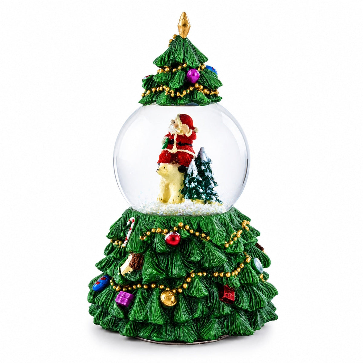 Santa's Riding Polar Bear Spinning Musical Water Snow Globe Snow Globes > Santa La Vie Bien Santa's Riding Polar Bear Spinning Musical Water Snow Globe