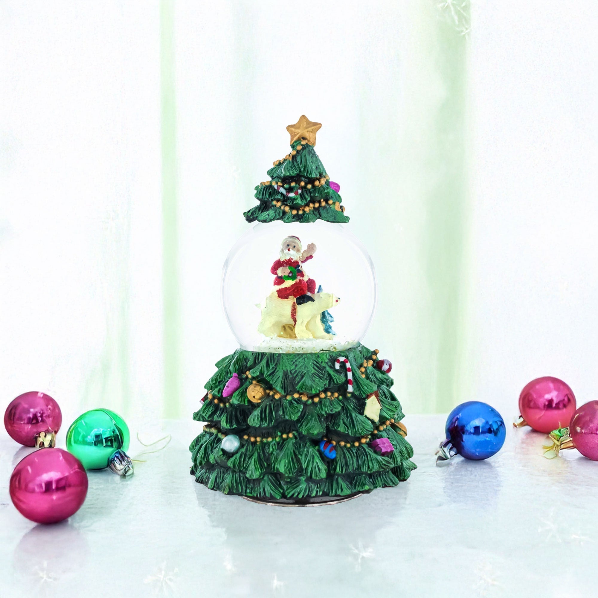 Santa's Riding Polar Bear Spinning Musical Water Snow Globe Snow Globes > Santa La Vie Bien Santa's Riding Polar Bear Spinning Musical Water Snow Globe