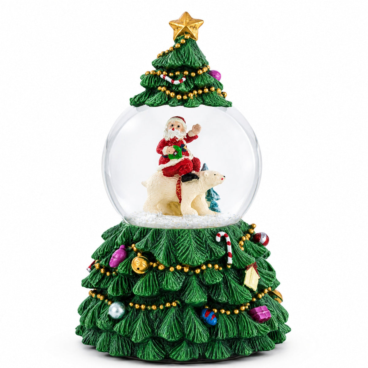 Santa's Riding Polar Bear Spinning Musical Water Snow Globe Snow Globes > Santa La Vie Bien Santa's Riding Polar Bear Spinning Musical Water Snow Globe