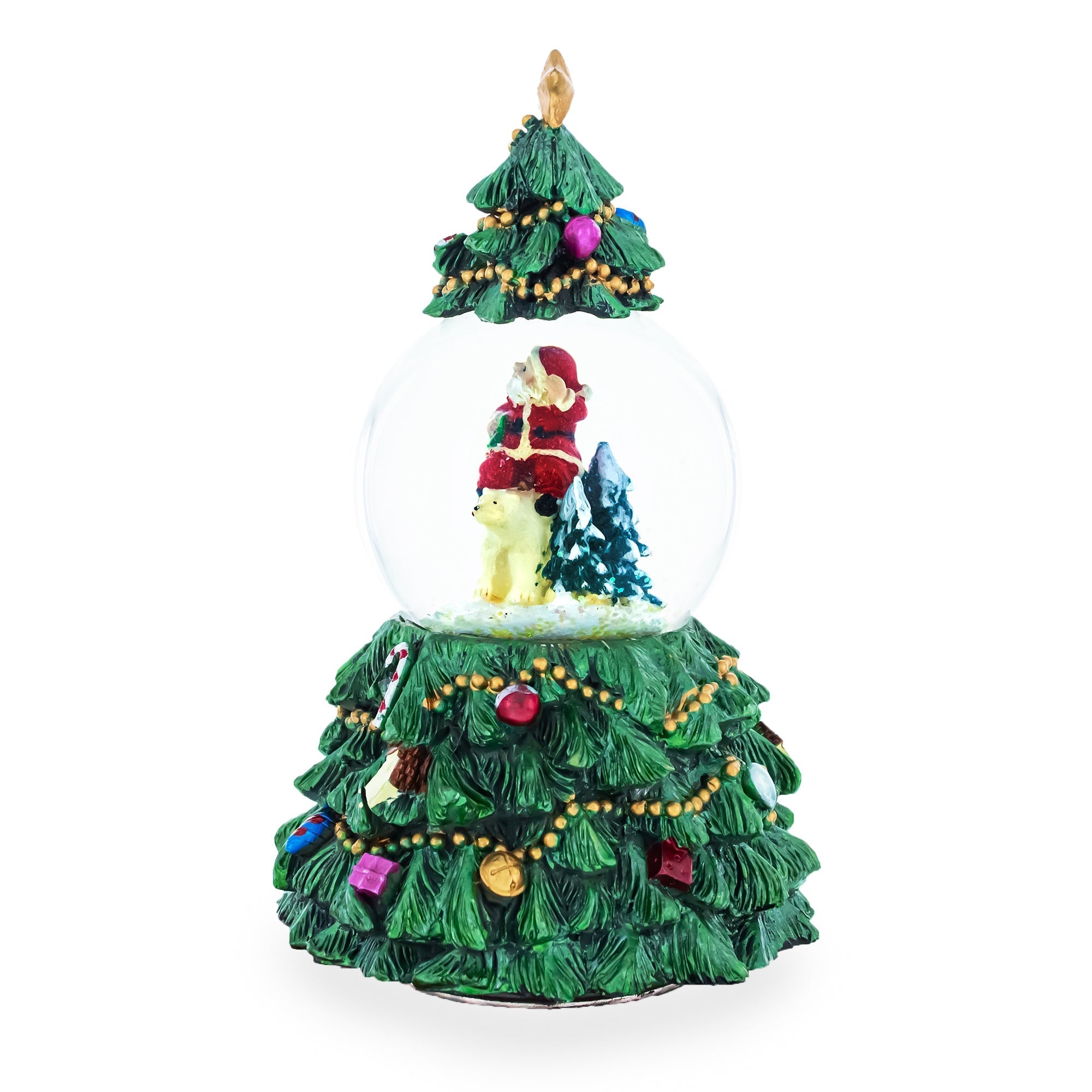 Santa's Riding Polar Bear Spinning Musical Water Snow Globe Snow Globes > Santa La Vie Bien Santa's Riding Polar Bear Spinning Musical Water Snow Globe
