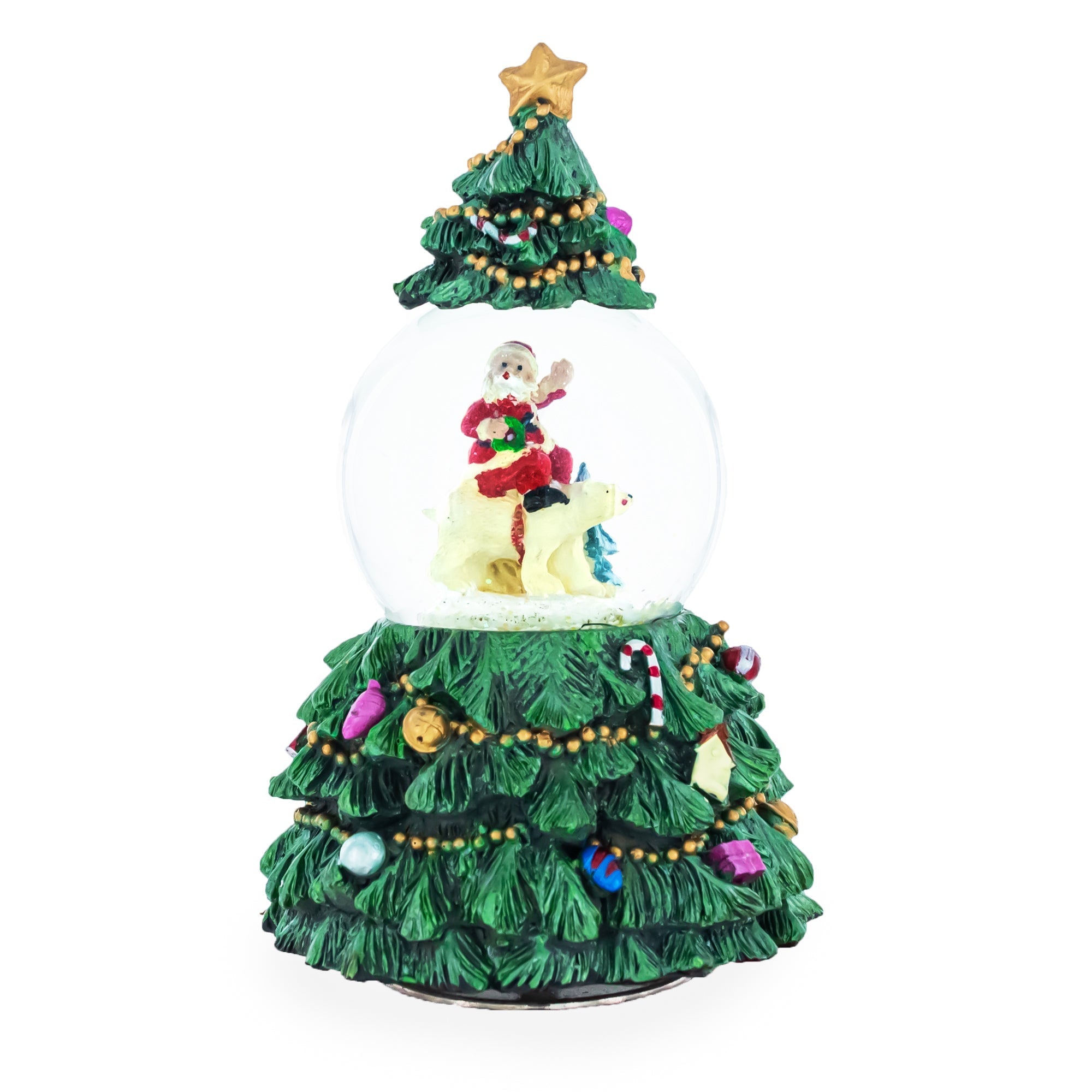 Santa's Riding Polar Bear Spinning Musical Water Snow Globe Snow Globes > Santa La Vie Bien Santa's Riding Polar Bear Spinning Musical Water Snow Globe