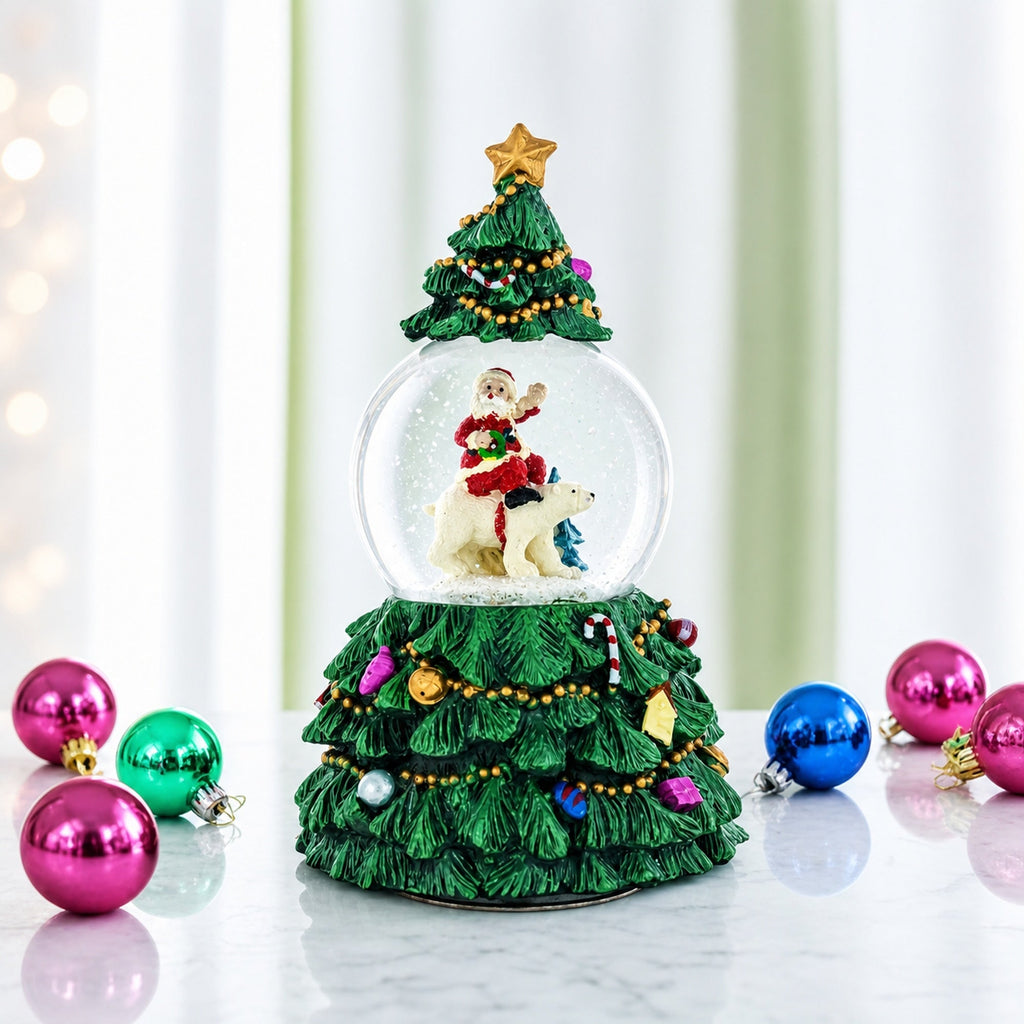 Santa's Riding Polar Bear Spinning Musical Water Snow Globe Snow Globes > Santa La Vie Bien Santa's Riding Polar Bear Spinning Musical Water Snow Globe