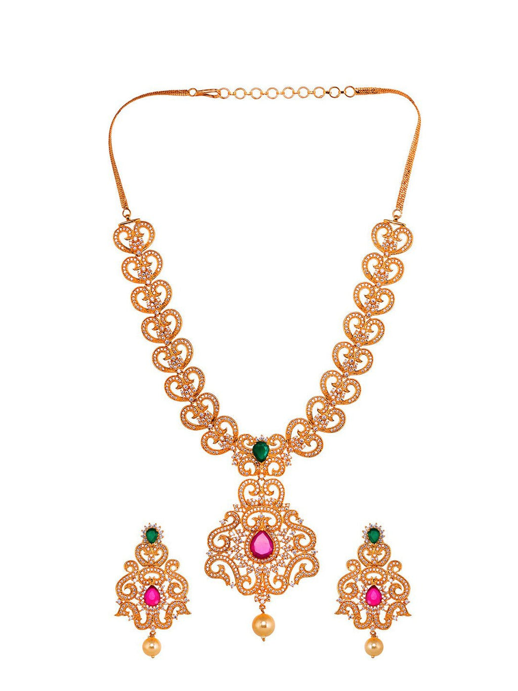 Saraf RS Jewellery Gold-Polished Multi-Colored Jewellery Set Saraf RS Jewellery La Vie Bien Saraf RS Jewellery Gold-Polished Multi-Colored Jewellery Set