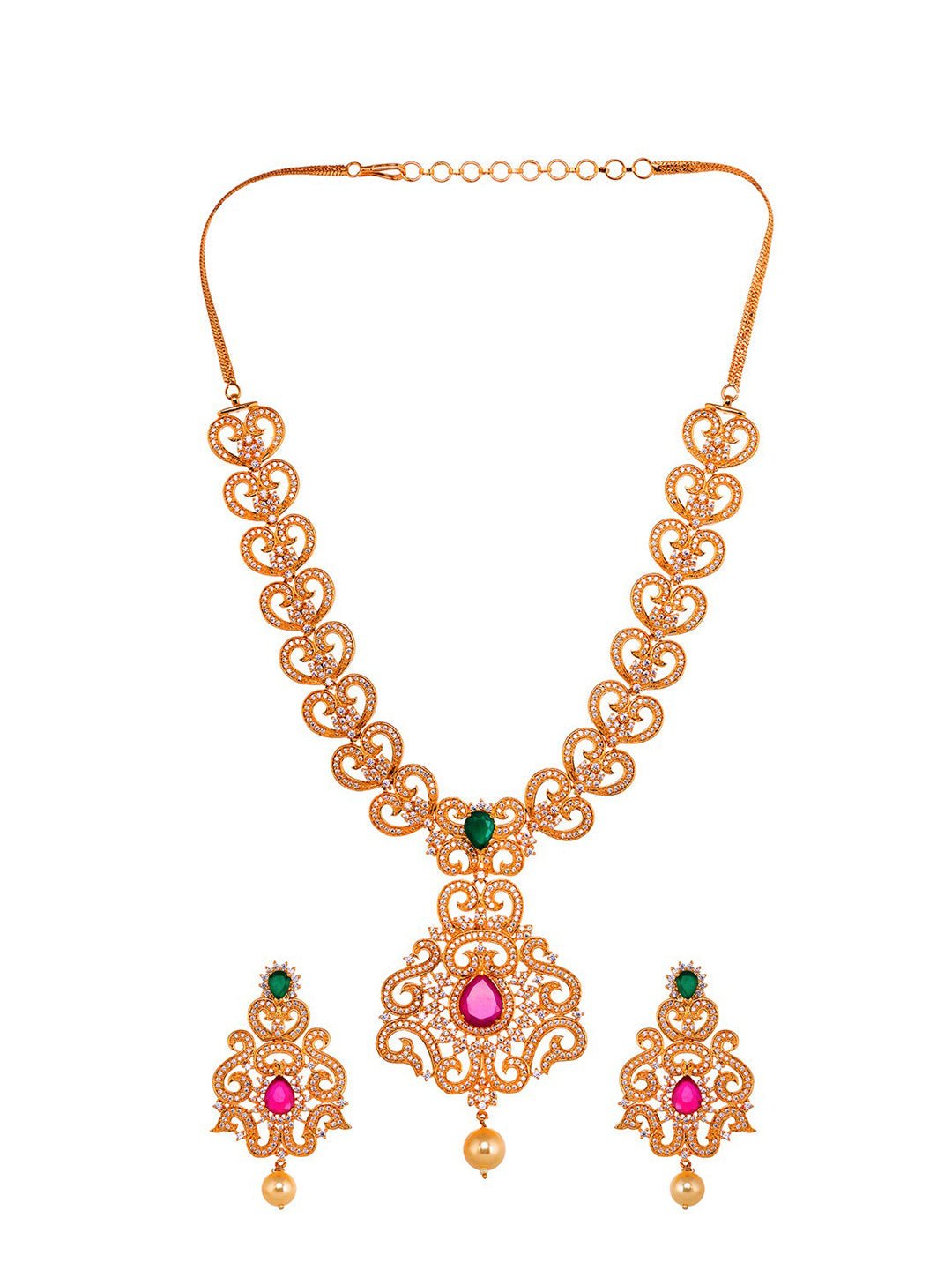 Saraf RS Jewellery Gold-Polished Multi-Colored Jewellery Set Saraf RS Jewellery La Vie Bien Saraf RS Jewellery Gold-Polished Multi-Colored Jewellery Set