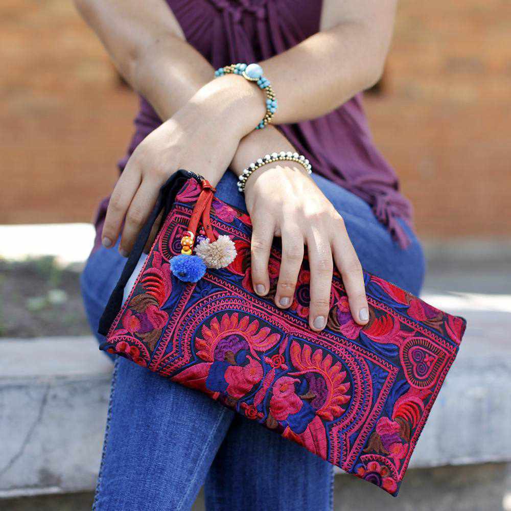 Sarita Hmong Embroidered Wristlet - Thailand Bags La Vie Bien Sarita Hmong Embroidered Wristlet - Thailand