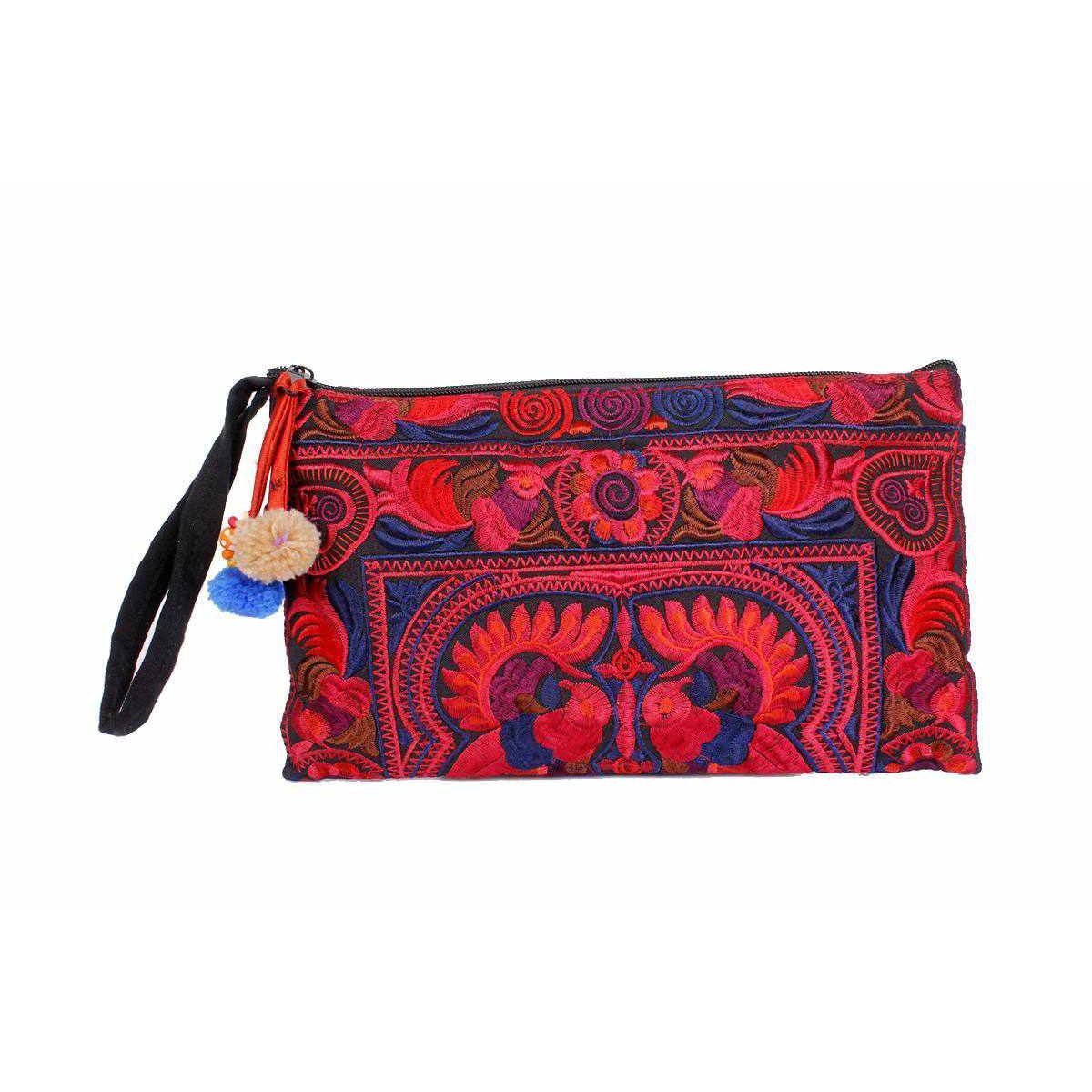 Sarita Hmong Embroidered Wristlet - Thailand Bags La Vie Bien Sarita Hmong Embroidered Wristlet - Thailand