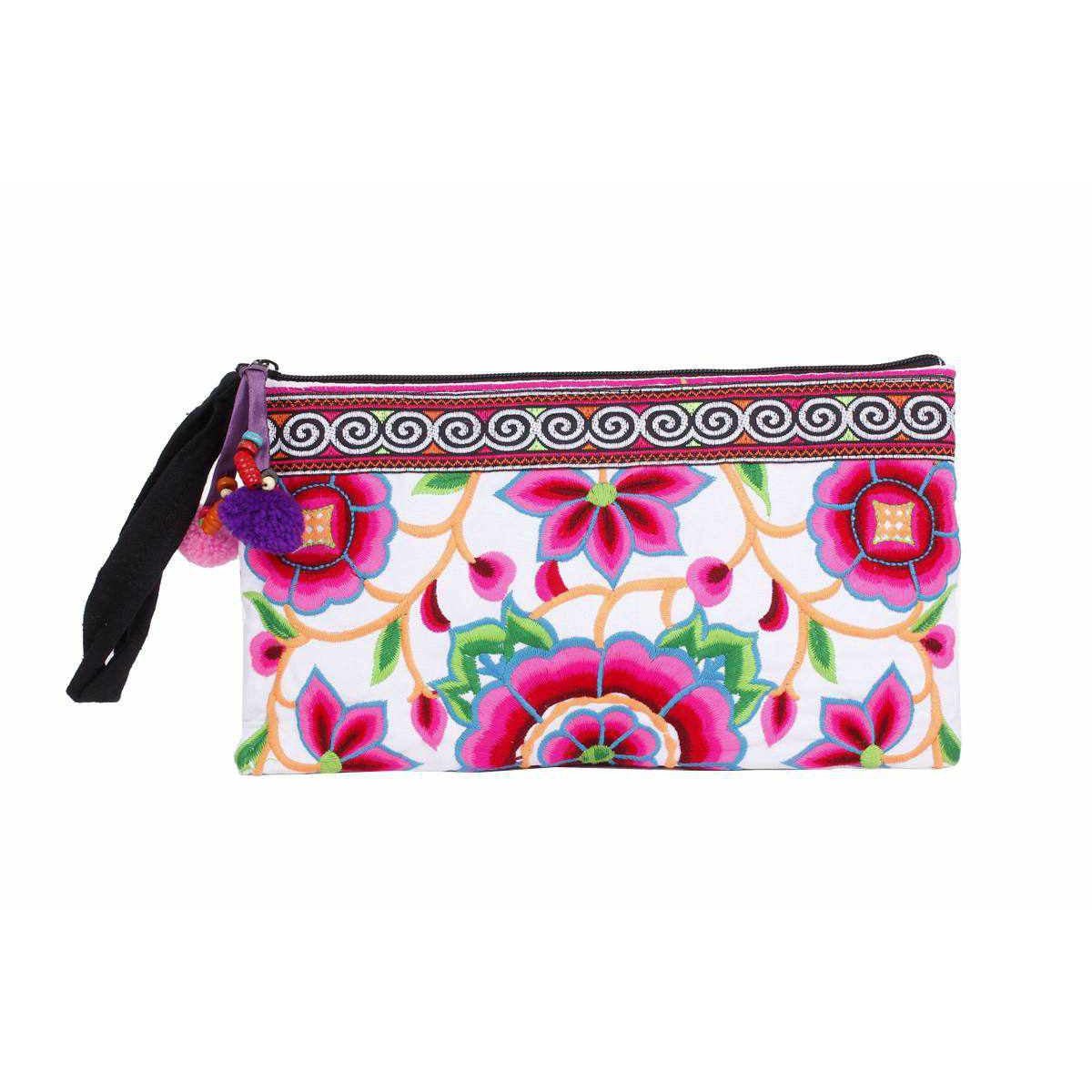 Sarita Hmong Embroidered Wristlet - Thailand Bags La Vie Bien Sarita Hmong Embroidered Wristlet - Thailand