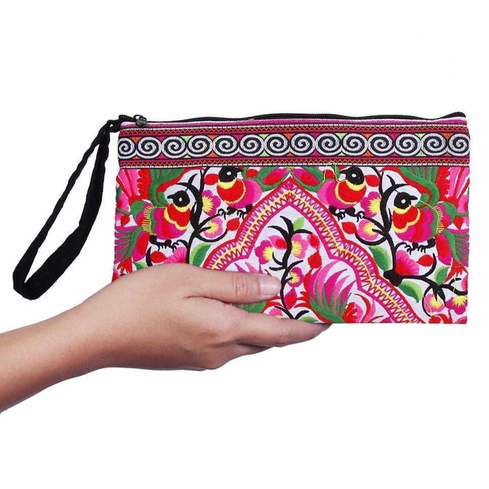 Sarita Hmong Embroidered Wristlet - Thailand Bags La Vie Bien Sarita Hmong Embroidered Wristlet - Thailand
