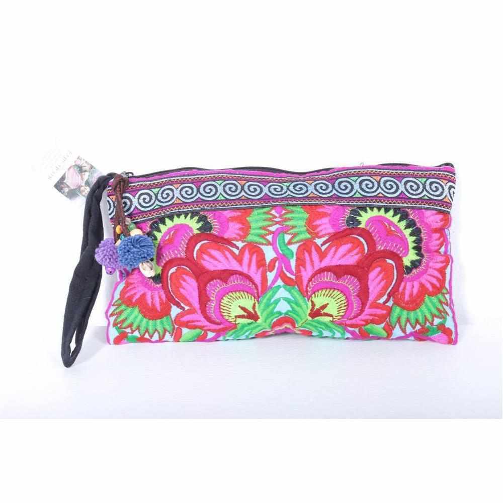 Sarita Hmong Embroidered Wristlet - Thailand Bags La Vie Bien Sarita Hmong Embroidered Wristlet - Thailand