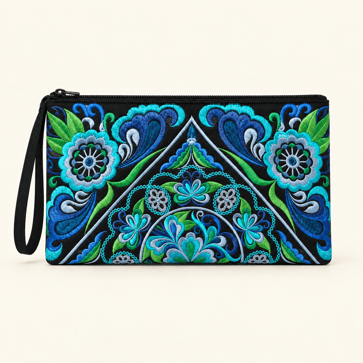 Sarita Hmong Embroidered Wristlet - Thailand Wristlet La Vie Bien Sarita Hmong Embroidered Wristlet - Thailand