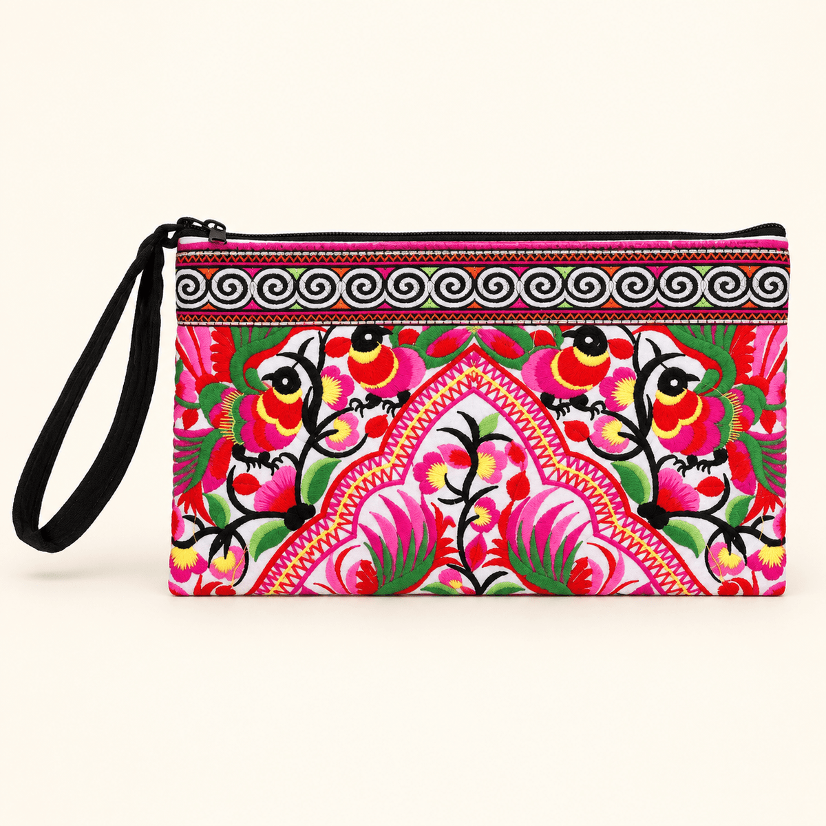 Sarita Hmong Embroidered Wristlet - Thailand Wristlet La Vie Bien Sarita Hmong Embroidered Wristlet - Thailand