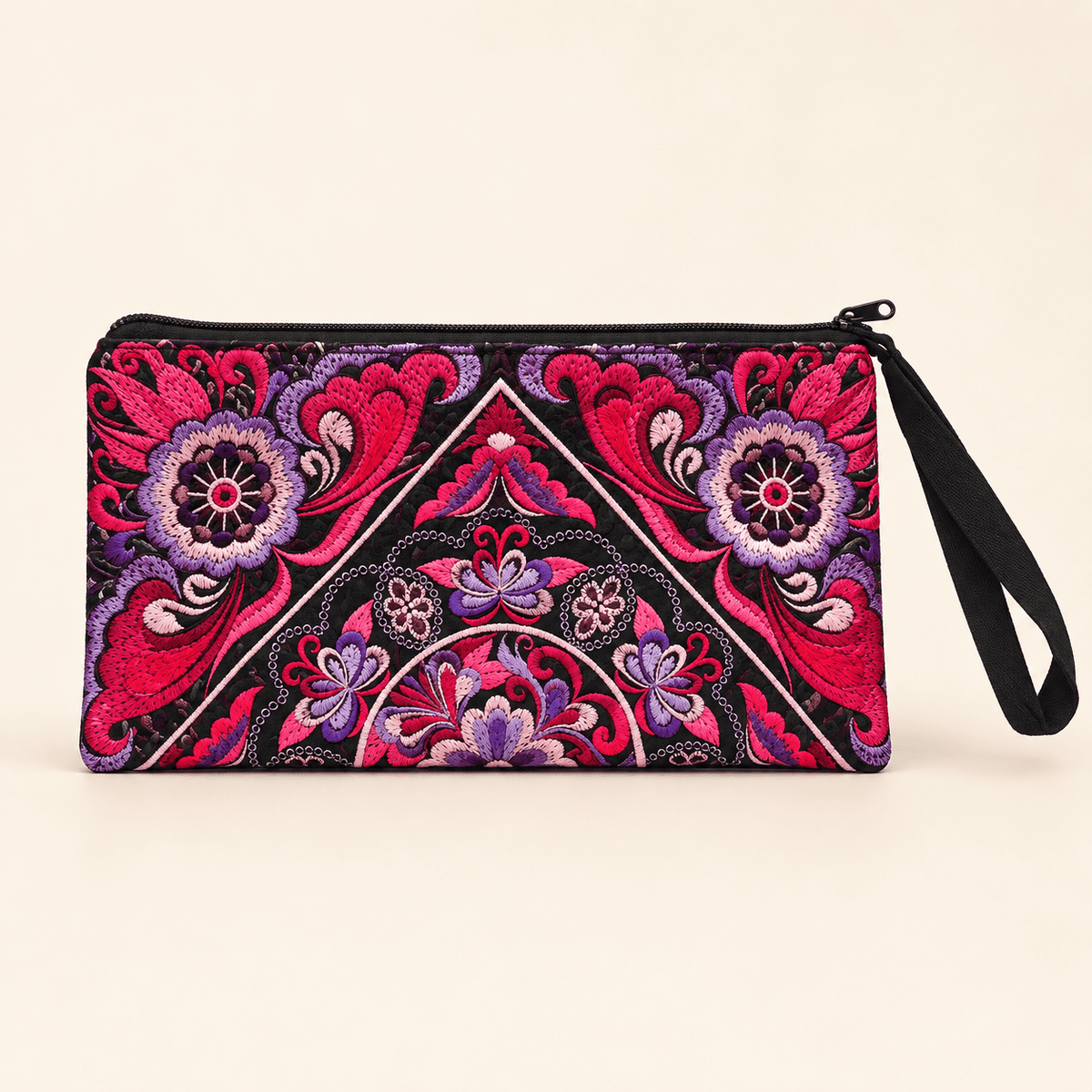 Sarita Hmong Embroidered Wristlet - Thailand Wristlet La Vie Bien Sarita Hmong Embroidered Wristlet - Thailand
