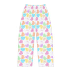 Sassy French Candy Heart Pajama Pants, Pastel Conversation Hearts Print Sleepwear by Printify