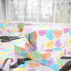 Sassy French Conversation candy Heart Wrapping Paper, Pastel Valentine Gift Wrap by Printify