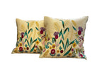Satin Cushion or Pillow Cover with Garden Embroidery, Set of 2 Cushion Cover La Vie Bien Satin Cushion or Pillow Cover with Garden Embroidery, Set of 2