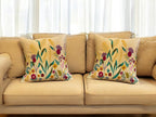 Satin Cushion or Pillow Cover with Garden Embroidery, Set of 2 Cushion Cover La Vie Bien Satin Cushion or Pillow Cover with Garden Embroidery, Set of 2