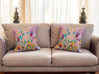 Satin Cushion or Pillow Cover with Garden Embroidery, Set of 2 Cushion Cover La Vie Bien Satin Cushion or Pillow Cover with Garden Embroidery, Set of 2