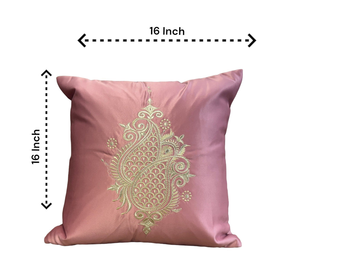 Satin Cushion or Pillow Cover with Koyari Embroidery, Set of 2 Cushion Cover La Vie Bien Satin Cushion or Pillow Cover with Koyari Embroidery, Set of 2