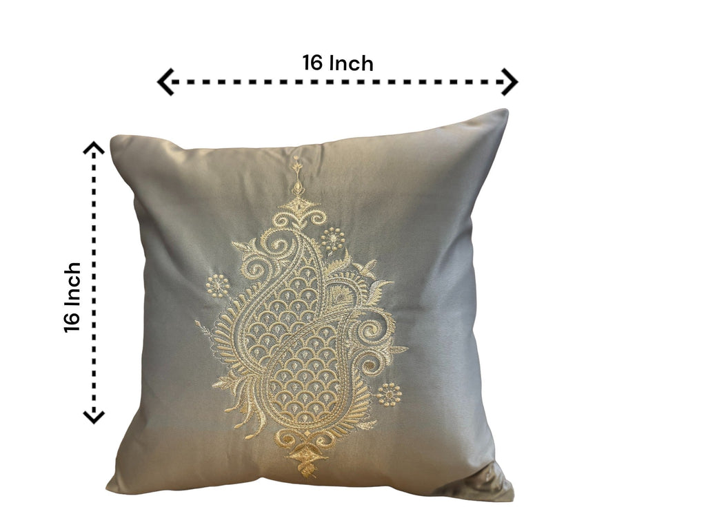 Satin Cushion or Pillow Cover with Koyari Embroidery, Set of 2 Cushion Cover La Vie Bien Satin Cushion or Pillow Cover with Koyari Embroidery, Set of 2