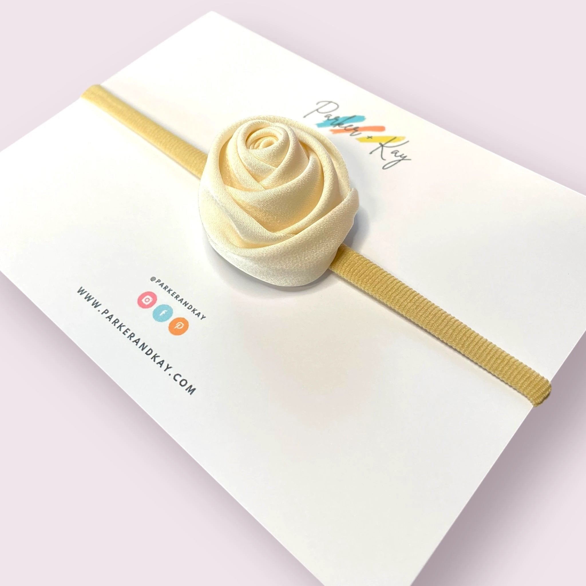 Satin Rose Baby Headband by Parker + Kay Creative