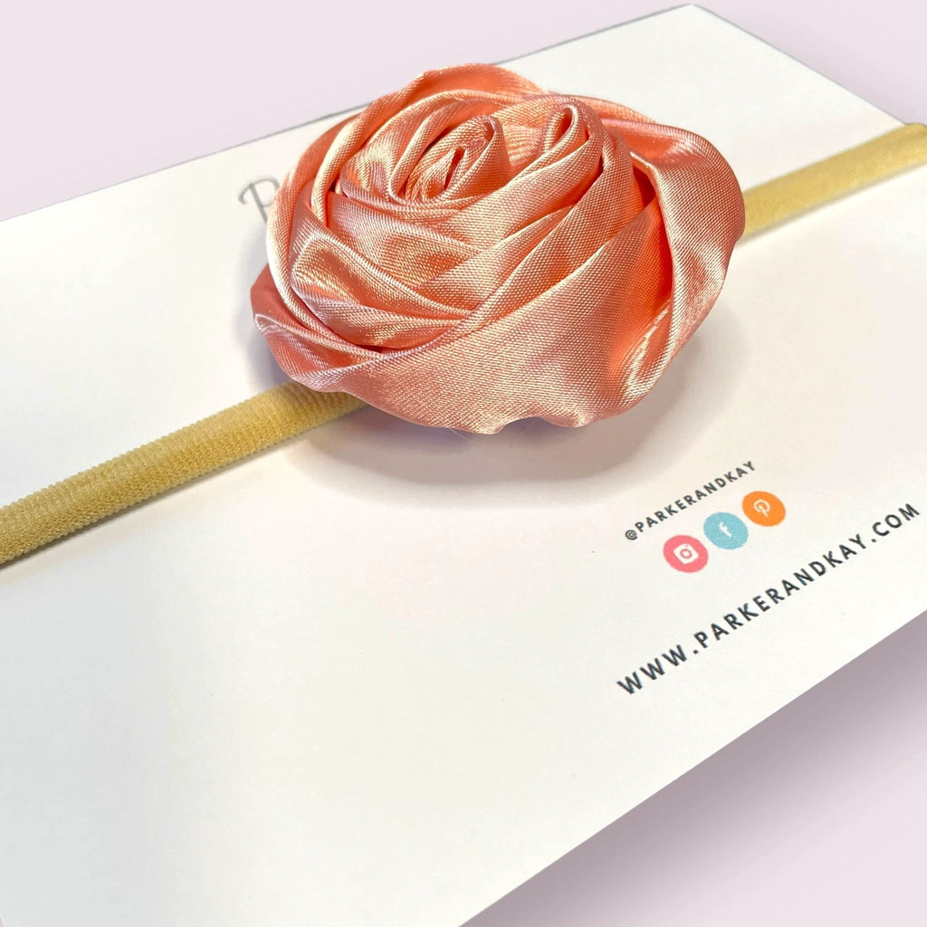 Satin Rose Baby Headband by Parker + Kay Creative