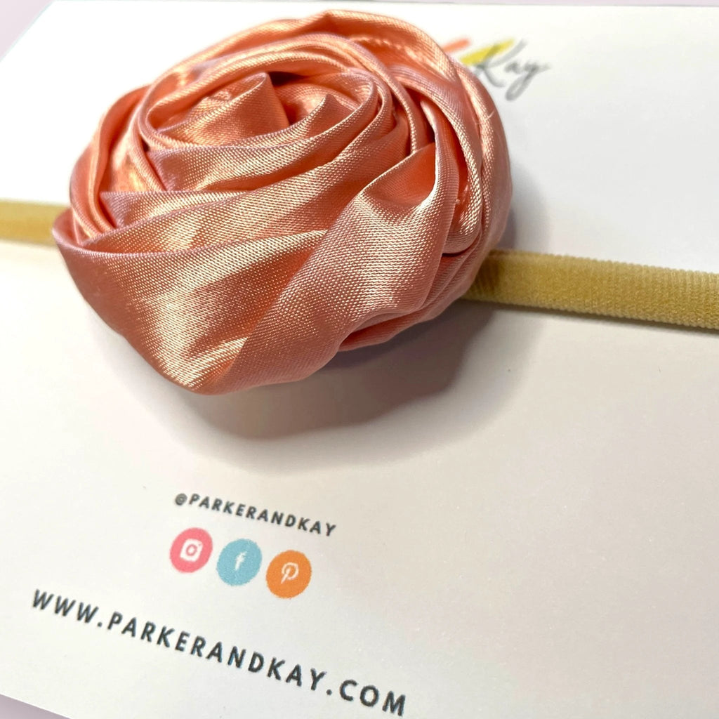 Satin Rose Baby Headband by Parker + Kay Creative