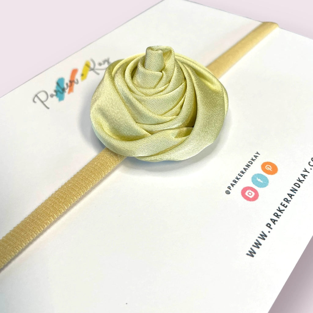 Satin Rose Baby Headband by Parker + Kay Creative