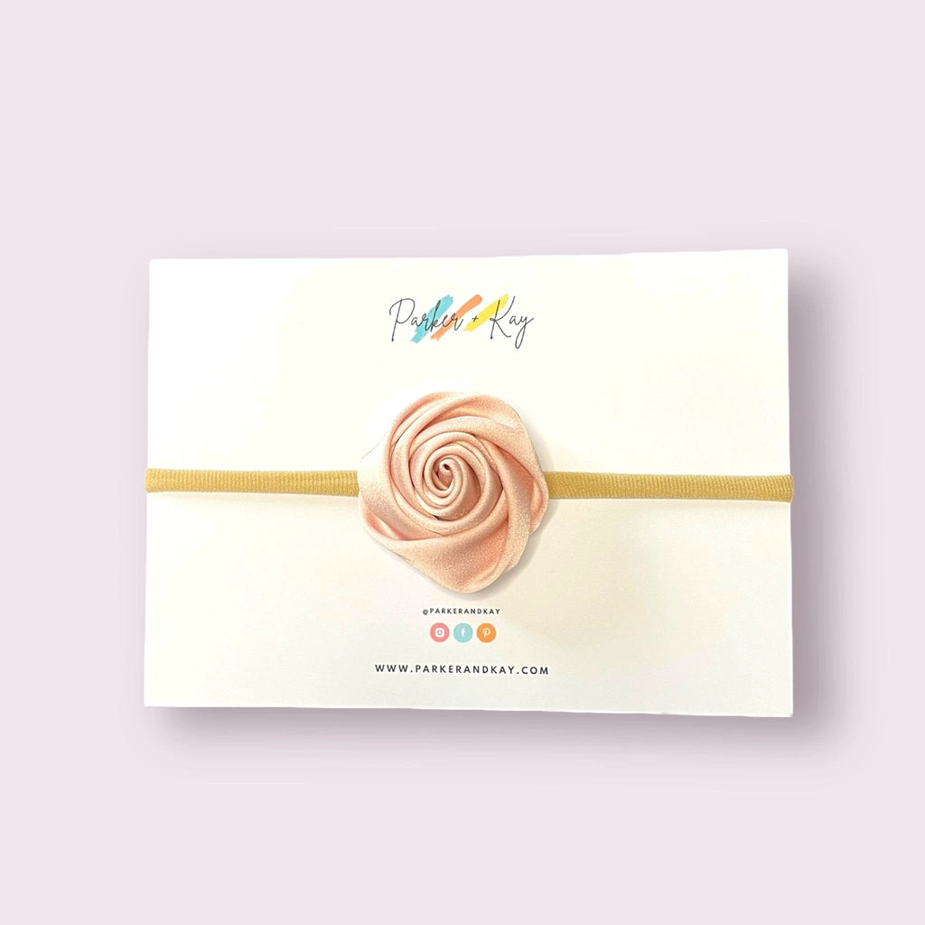 Satin Rose Baby Headband by Parker + Kay Creative