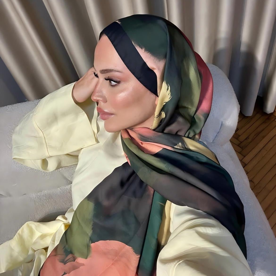 Satin Silk Printed Hijab Scarf | Printed Satin Hijab Scarf (MH217) La Vie Bien Satin Silk Printed Hijab Scarf | Printed Satin Hijab Scarf (MH217)