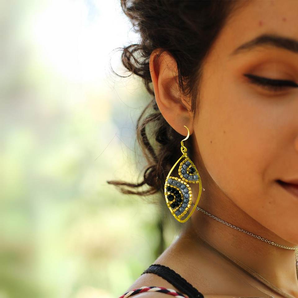 Saturn Stone Ethically Made Boho Earrings - Thailand Jewelry La Vie Bien Saturn Stone Ethically Made Boho Earrings - Thailand
