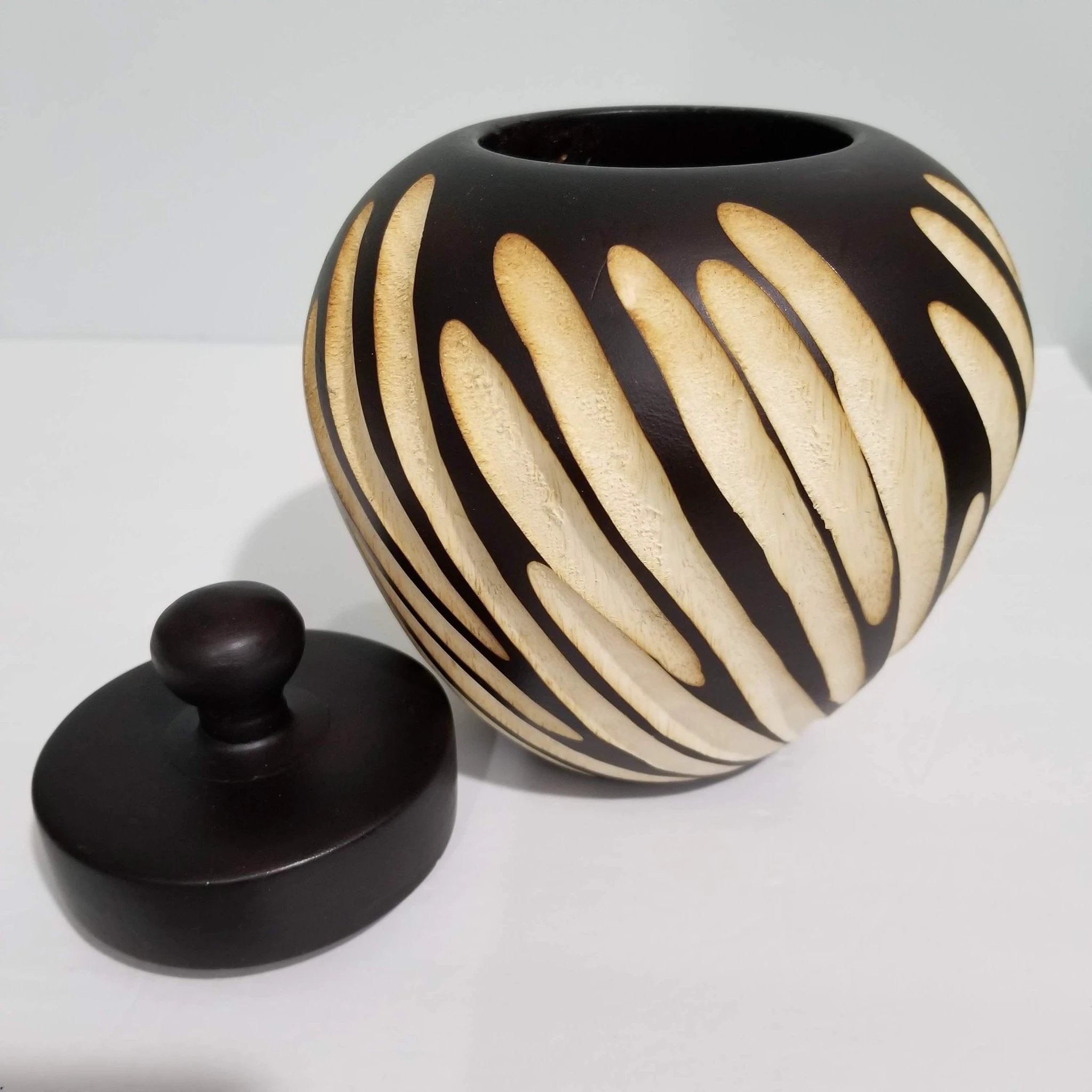 Savanna Bloom Handcrafted Wooden Jar by Music Frog Co