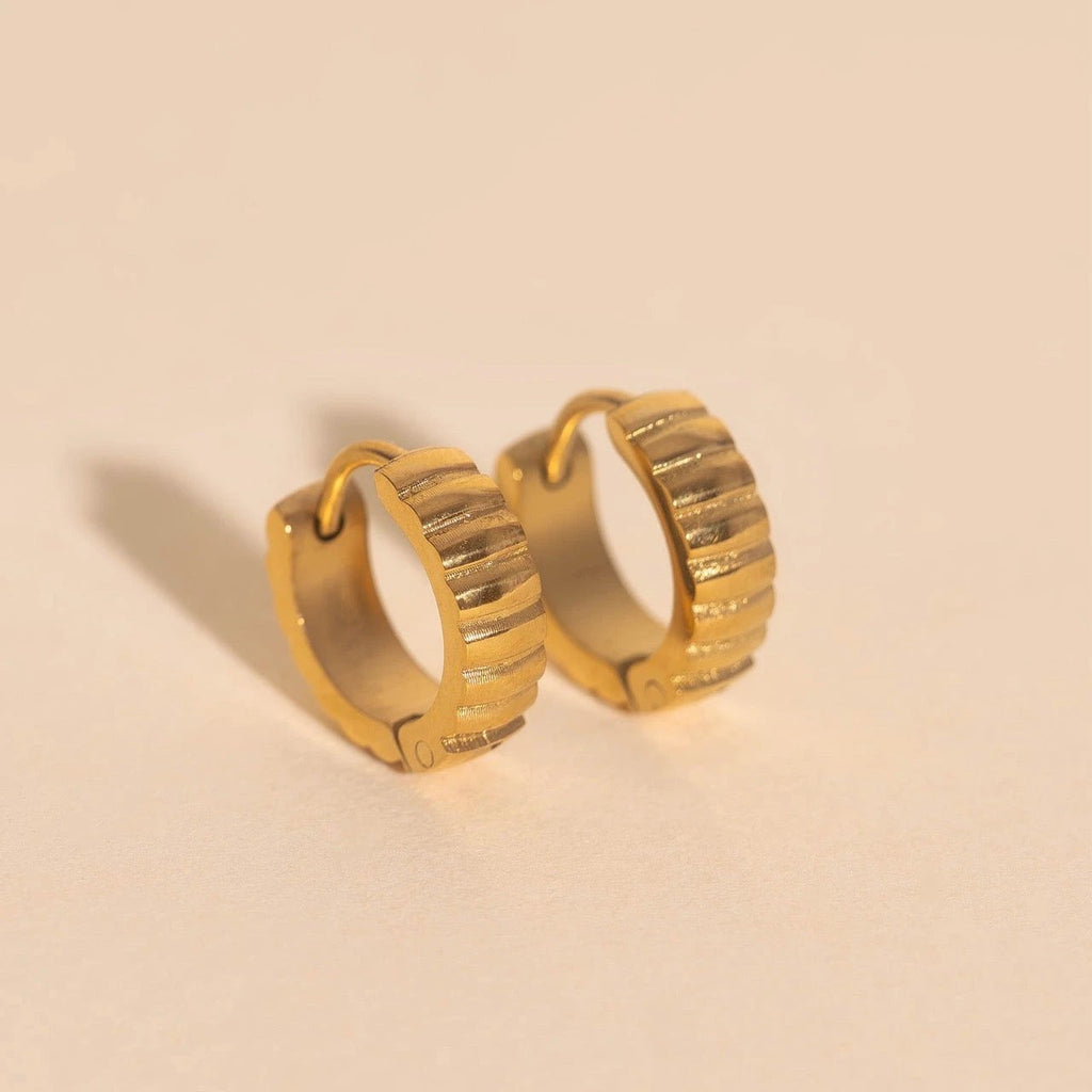 Scalloped Chunky Huggie Hoop Earrings by Oh Clementine