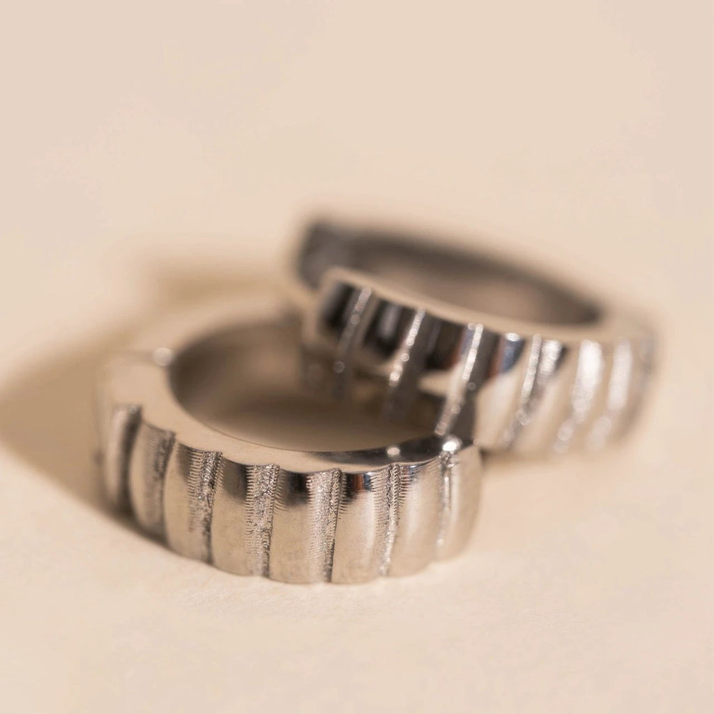 Scalloped Chunky Huggie Hoop Earrings by Oh Clementine