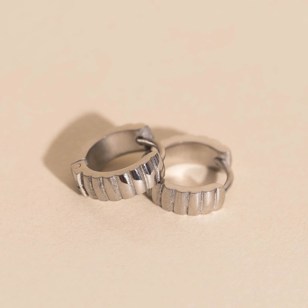 Scalloped Chunky Huggie Hoop Earrings by Oh Clementine