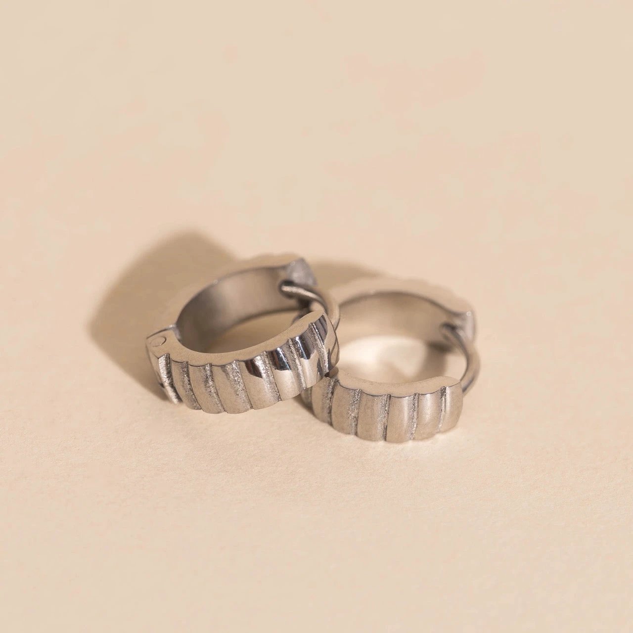 Scalloped Chunky Huggie Hoop Earrings by Oh Clementine
