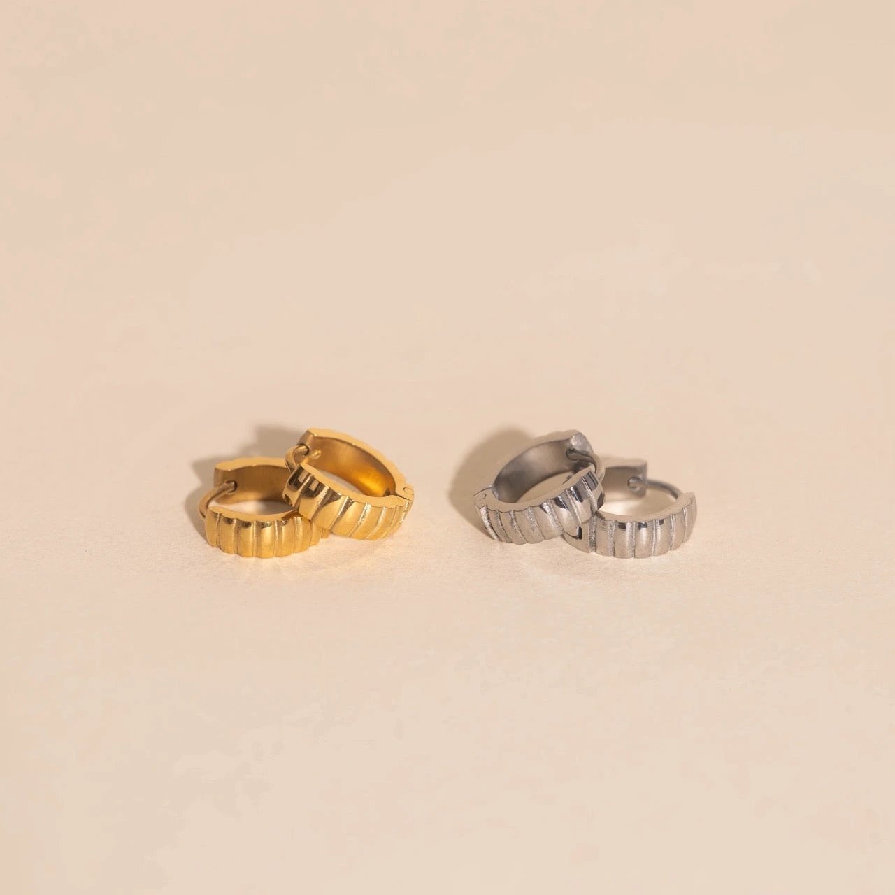 Scalloped Chunky Huggie Hoop Earrings by Oh Clementine