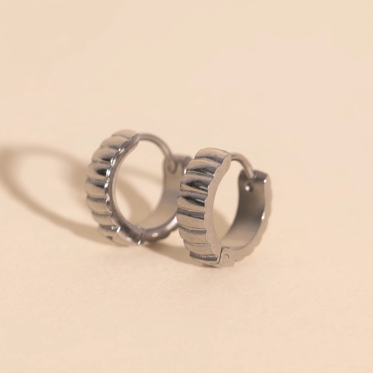 Scalloped Chunky Huggie Hoop Earrings by Oh Clementine
