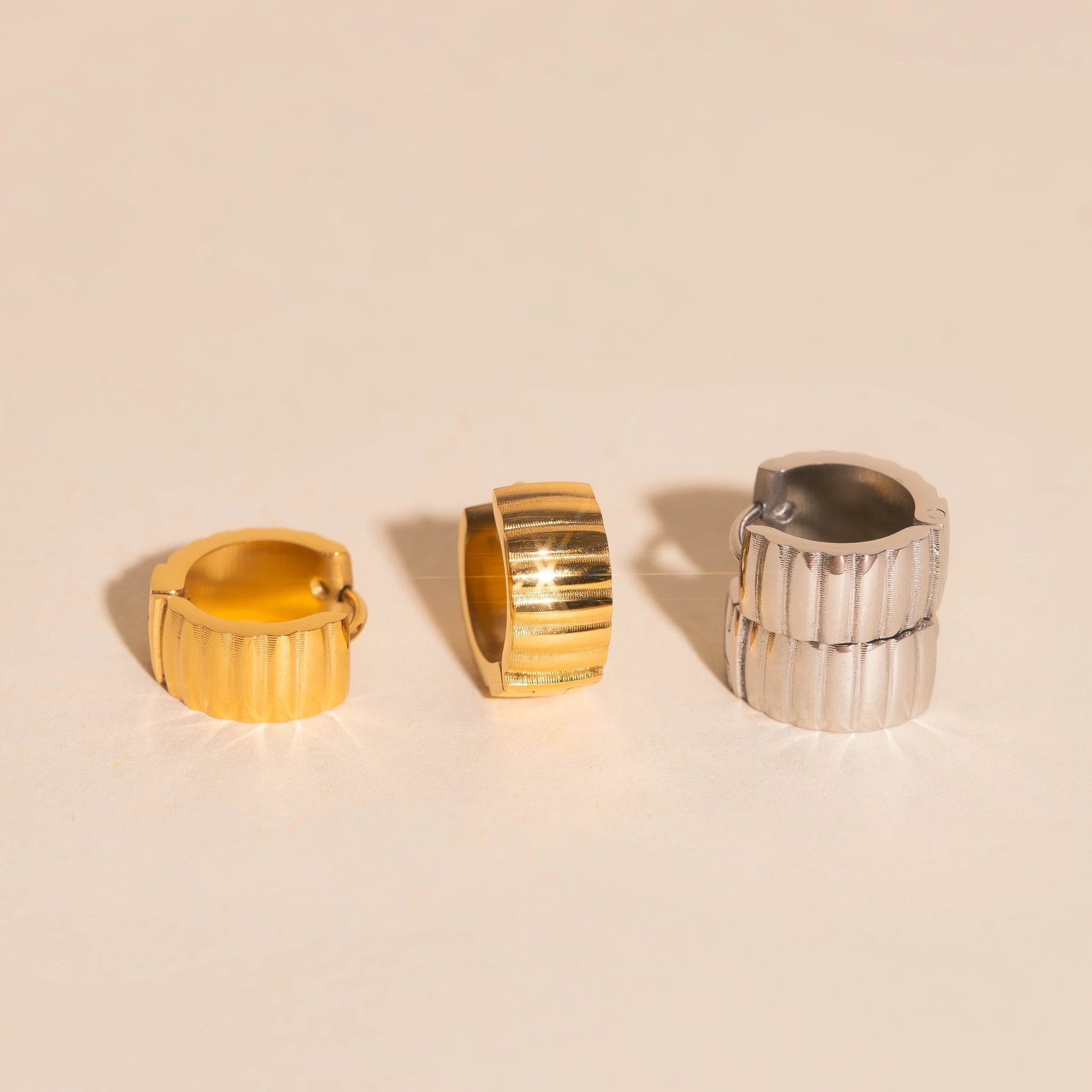 Scalloped Super Chunky Huggie Hoop Earrings by Oh Clementine