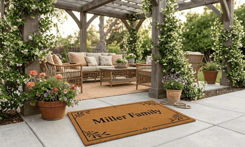 Scandinavian Border Personalized Coir Mat La Vie Bien Scandinavian Border Personalized Coir Mat