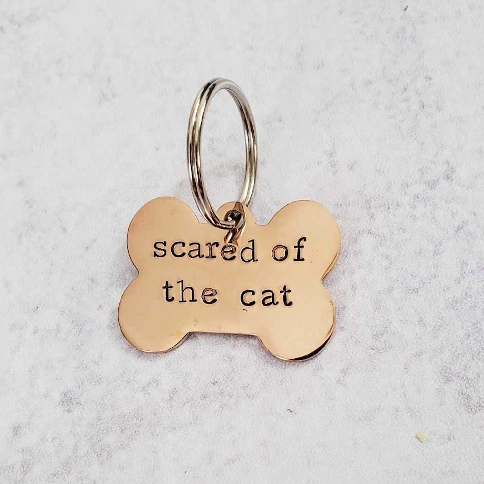 SCARED OF THE CAT Bone - Shaped Pet Tag Pet Tags La Vie Bien SCARED OF THE CAT Bone - Shaped Pet Tag