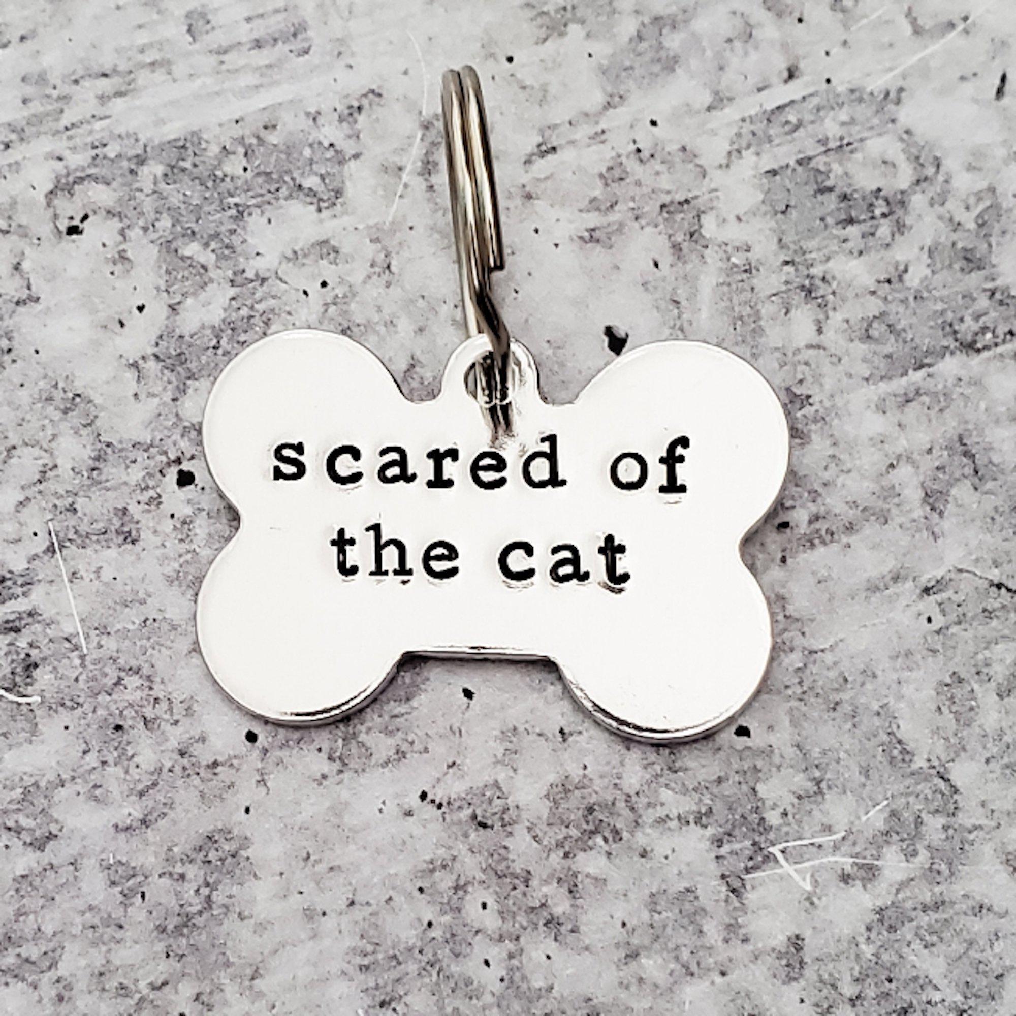 SCARED OF THE CAT Bone - Shaped Pet Tag Pet Tags La Vie Bien SCARED OF THE CAT Bone - Shaped Pet Tag