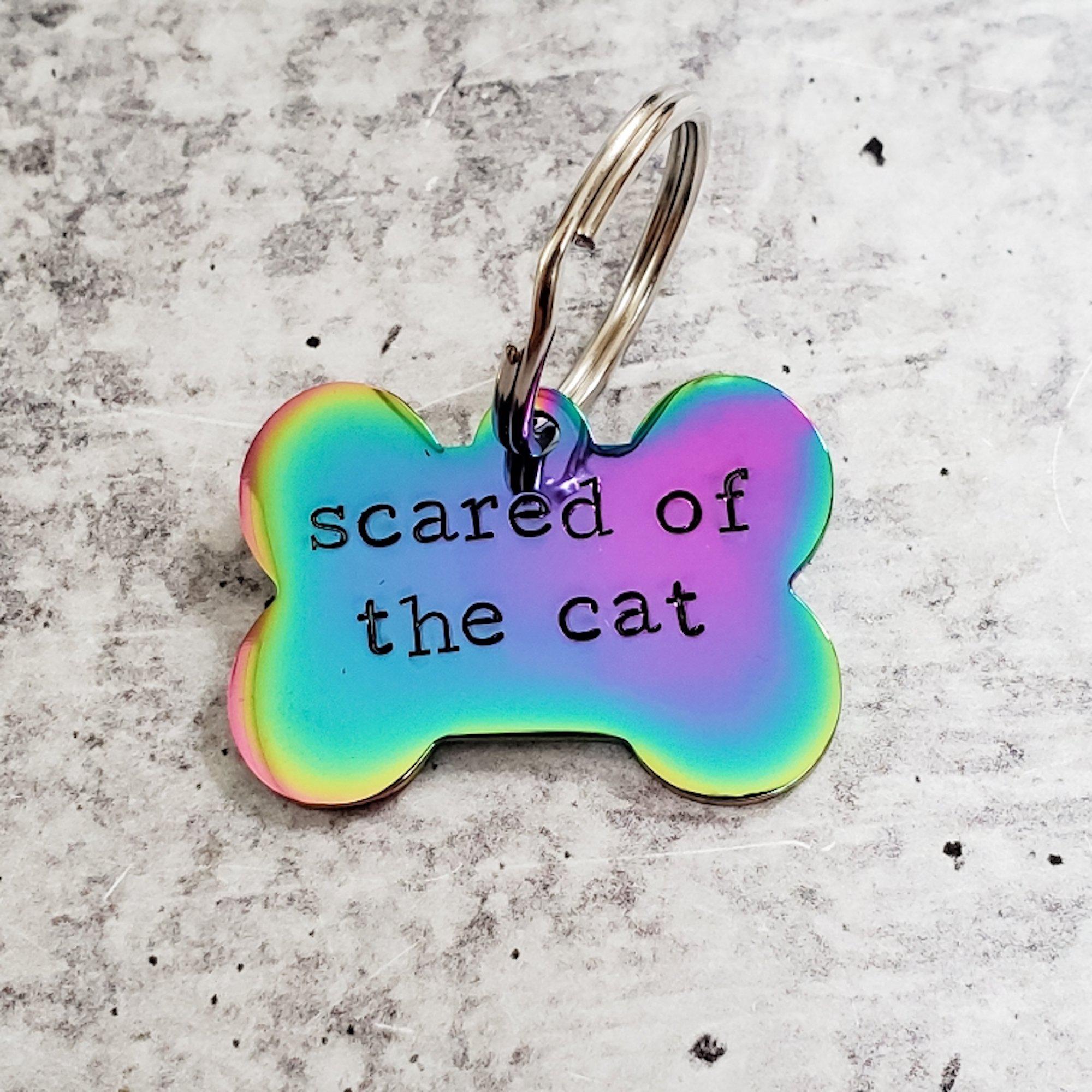 SCARED OF THE CAT Bone - Shaped Pet Tag Pet Tags La Vie Bien SCARED OF THE CAT Bone - Shaped Pet Tag