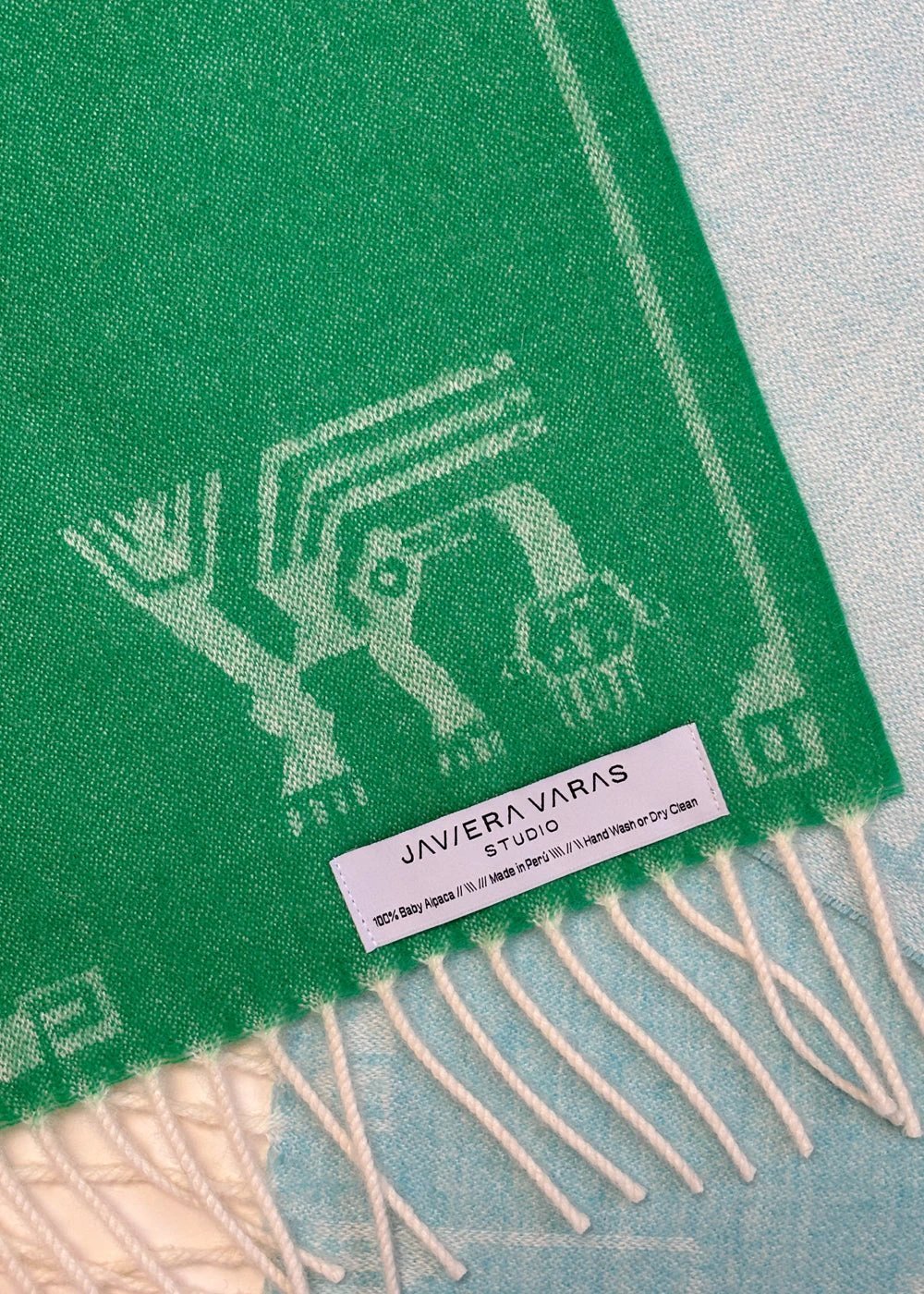 SCARF - Baby Alpaca forrest green / light blue by JAVIERA VARAS STUDIO