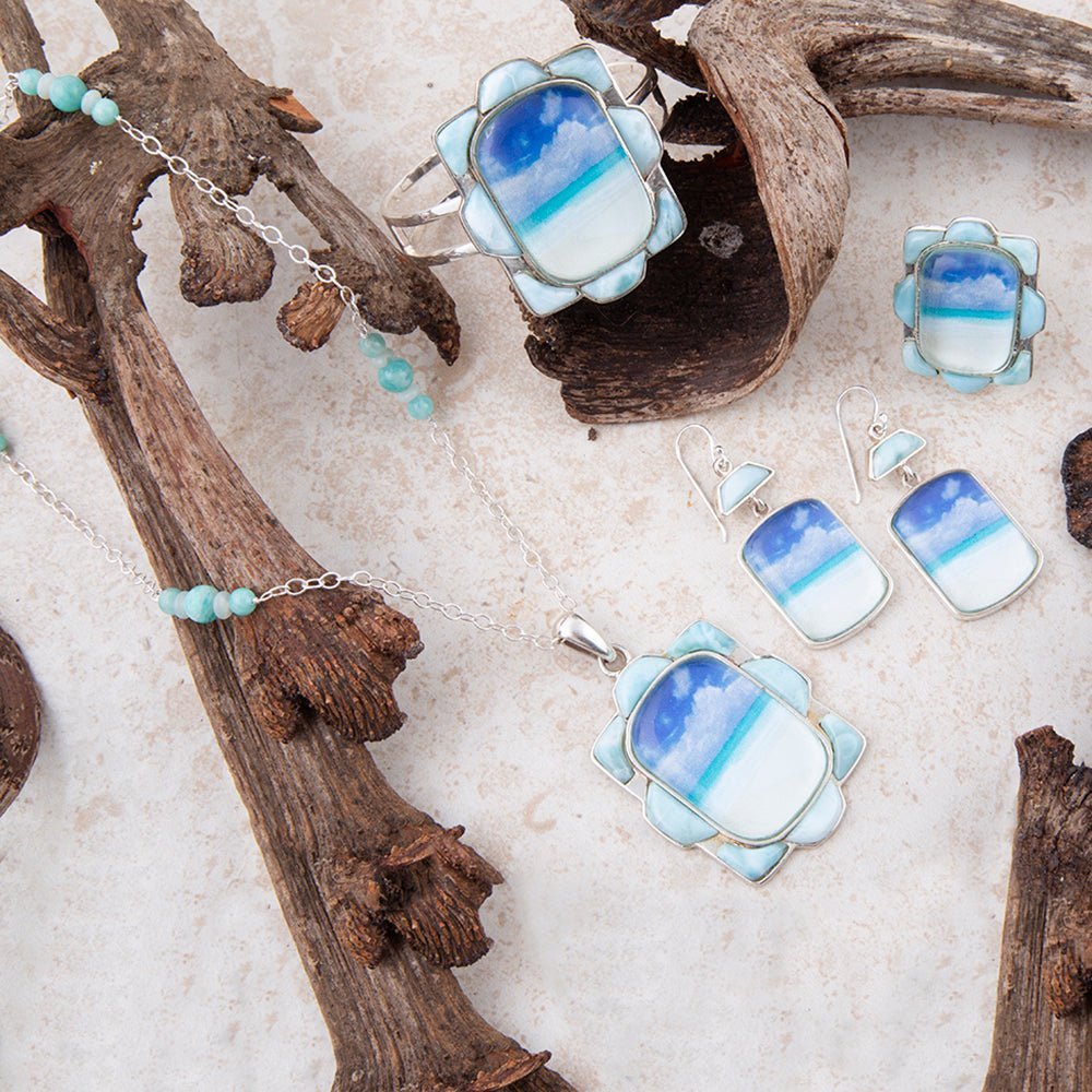 Scenic Beach Blue Larimar and Sterling Silver Ring Rings La Vie Bien Scenic Beach Blue Larimar and Sterling Silver Ring